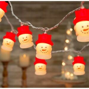 Christmas Snowman String 10 Lights  Indoor Outdoor Holiday Decor